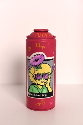 ''Planthead'' customised empty spray can by Cheke